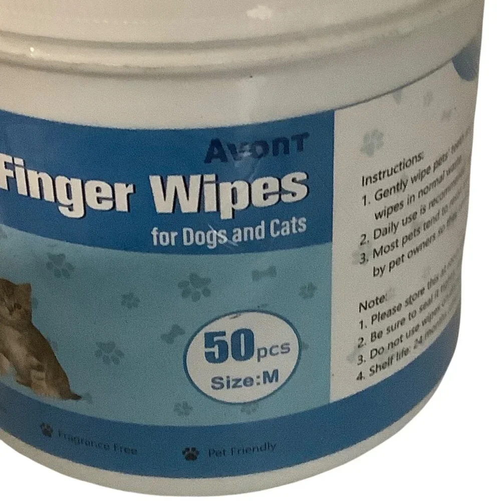 Avont Dental Finger Wipes For Dogs‎ & Cats 50 Pcs Size M Unscented Alcohol-Free